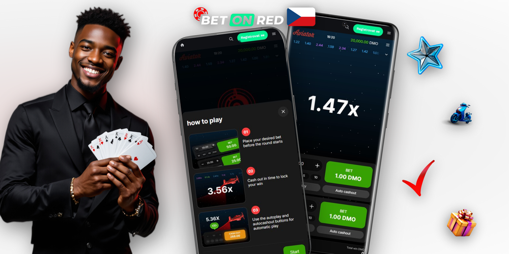 Infografika Aviator Betonred Casino – cash out ve 1.5x, 2x a 10x se dvěma sázkami
