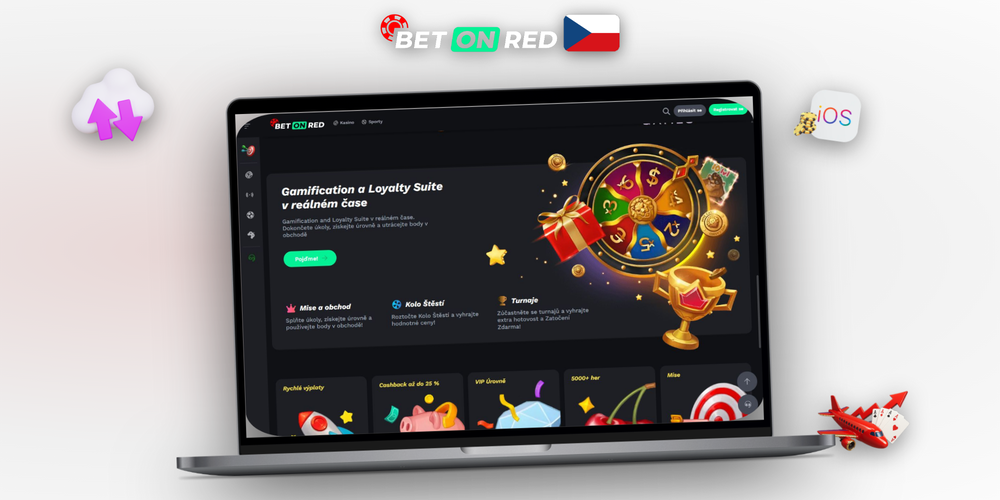 Betonred Casino herní platforma na notebooku a mobilu s červenými akcenty