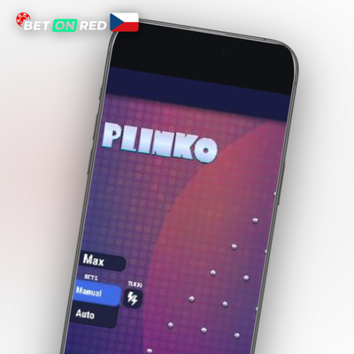 Ikona funkce autobet v Plinko s kuličkami v pohybu pro automatizovanou hru v Betonred Casino