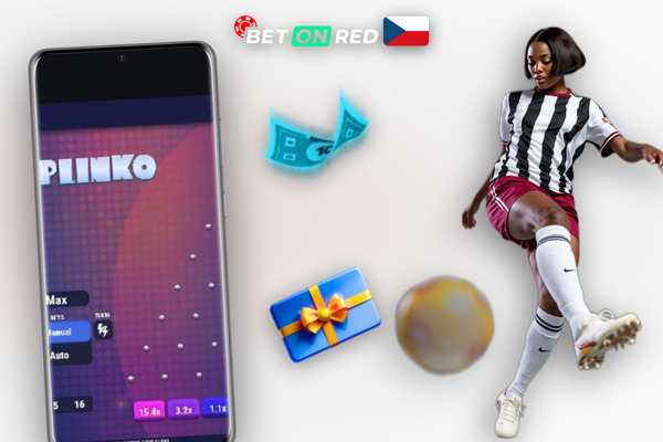 Hrací plocha Plinko s nízkým rizikem a kuličkami soustředěnými u středových slotů v Betonred Casino
