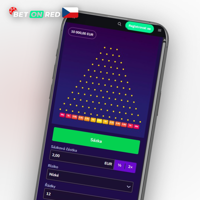 Ikona rozlehlé pyramidy Plinko s vysokým rizikem a červenými krajními sloty v Betonred Casino